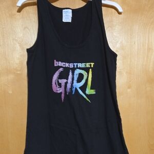 Black Tank Top with Colorful 'Backstreet Girl' Print